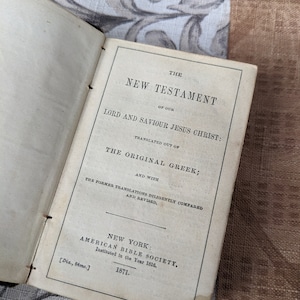 1871 Pocket Bible-The New Testament of our Lord and Saviour Jesus Christ by the American Bible Society. 150+ years old!