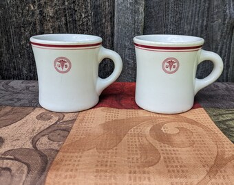 Set of 2 Shenango China U.S. Army Medic Diner Style Coffee Mugs 1940s New Castle PA