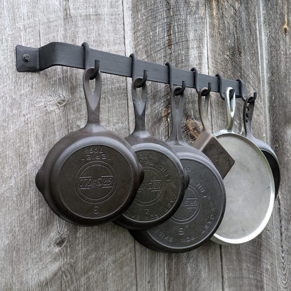 Hand Forged 26" Wall Mounted Pot Rack with Smooth Finish