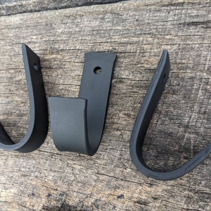 Set of Three or Six Hand Forged Hooks Made with 1&quot; Steel . Vintage/Antique/Industrial Wrought Iron Look