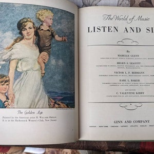 Set of 2 Vintage Children&#39;s Music Books- The Music Hour, First Book, 1928 and Listen and Sing, The World of Music, 1936