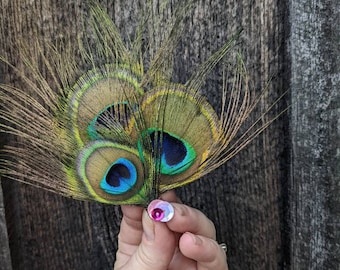 Peacock Feather Hair Clip Women display picture 1