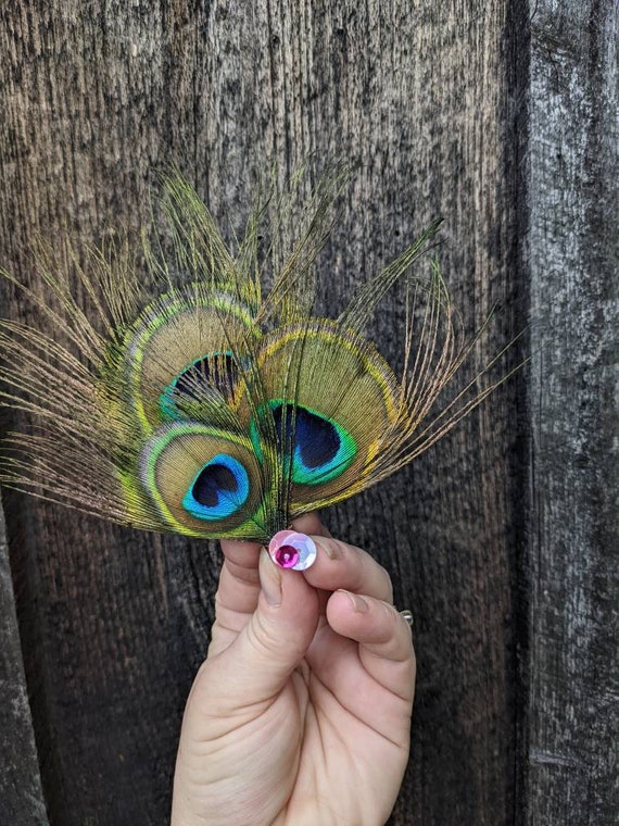 Cruelty-free Peacock Feather Hair Clip - Etsy display picture 1