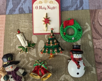 Assorted Vintage Christmas Winter Holiday Pins or Brooches