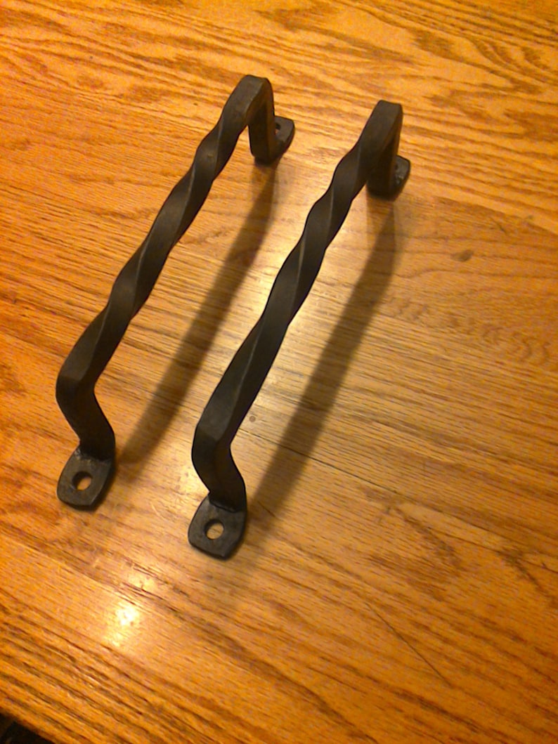 Set of 2 Twisted Hand Handles or Door Pulls Blacksmith Etsy