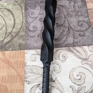 Heavy Duty Twisted Hand Forged Fire Poker for Campfires or Wood Stove- Made of Salvaged Rebar