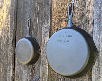 Set of 2 Vintage Wagner Ware Cast Iron Skillets - Unmarked Wagner, #5 and #8