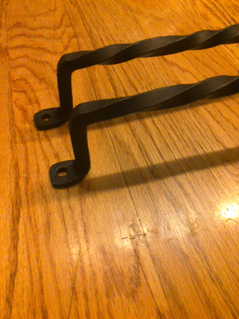 Set of 2 Twisted Hand Forged Handles or Door Pulls Blacksmith Made Wrought Iron image 6