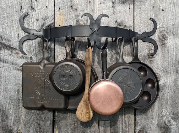 Hand Forged Cast Iron Pot Skillet Rack Hanger 