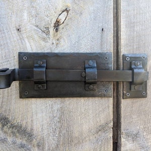 Hand Forged Strap Deadbolt Door Latch. Wrought Iron style for an antique/vintage look!