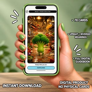 Baraja digital de tarot Broccoli: aplicación interactiva de 78 cartas y guía.