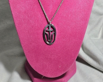 James Avery 70's Tulip & Cross Pendant And Chain Necklace RETIRED Avery Cross Pendant w/Avery Necklace Free Shipping