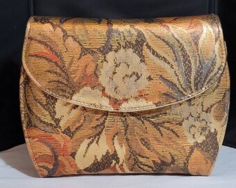 80's Purse Metallic And Floral Handbag Floral Hand Purse Metallic Clutch Metallic Purse Free Shipping