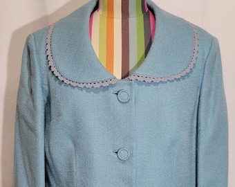 GLENHAVEN Women Jacket Baby Blue Crop Jacket Multi Occasion Tailored Jacket Free Shipping