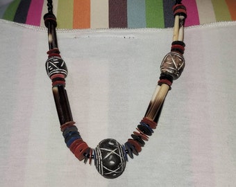 70's Choker Women African Necklace Hand Made Ethnic Pendant ONE Of A Kind Free Shipping