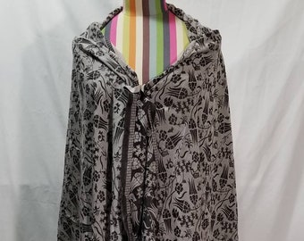 Women Scarf Black And Silver Soft And Classy Long Shawl With Flowers Free Shipping