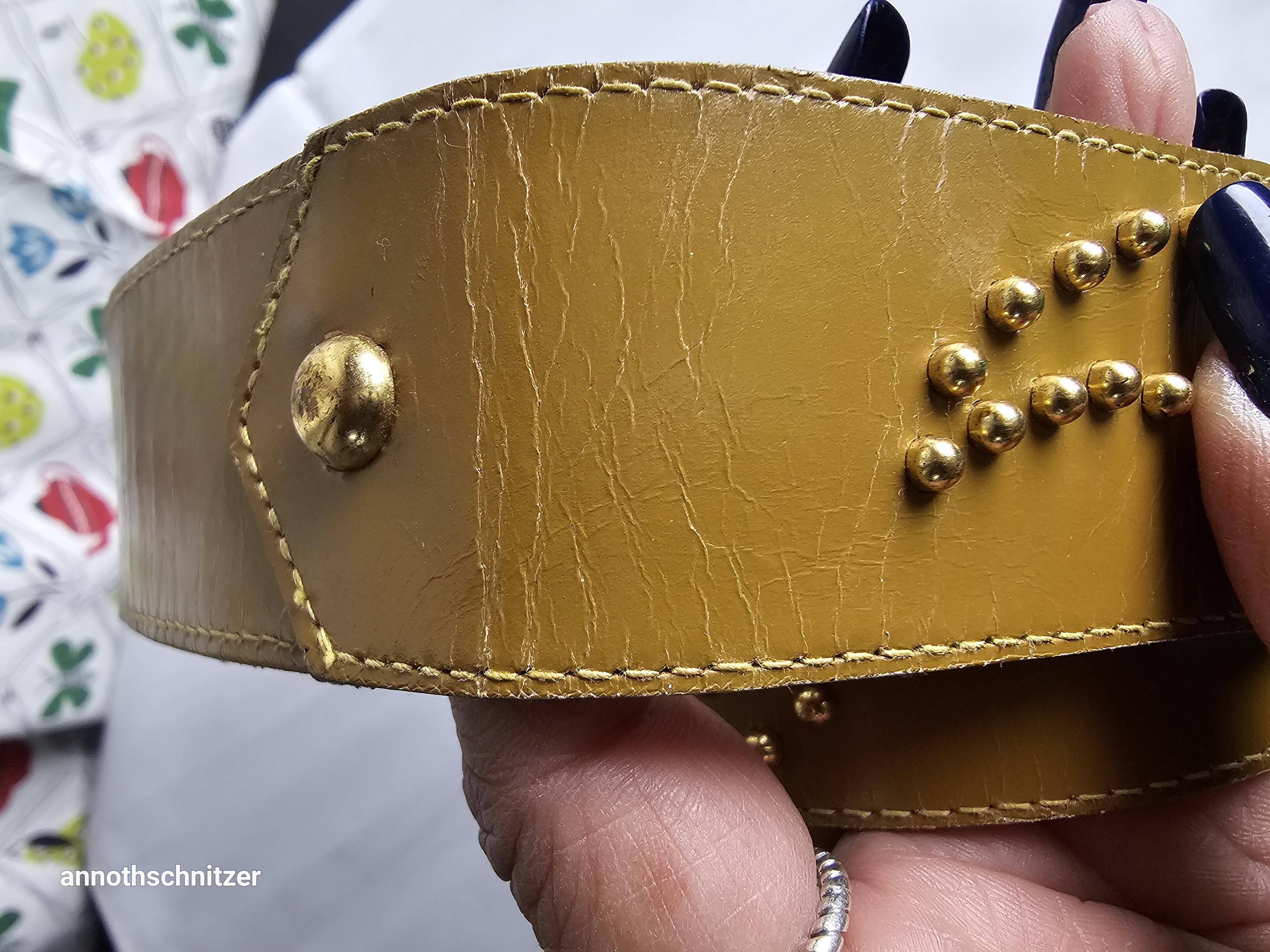 YSL Women Leather Belt Yves Saint Laurent Yellow Belt