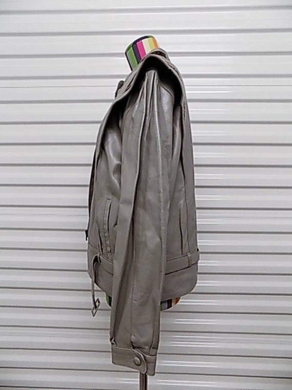 80's Jacket ZERIMAR Gray Leather w/Snakeskin Wome… - image 4