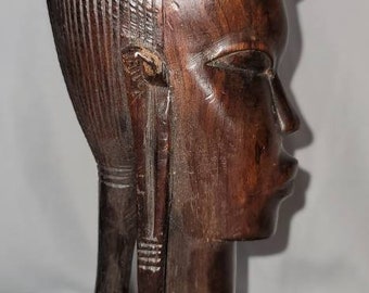 Male Bust African Male Face From Tanzania Heavy Wood Tribal Bust Of Maasai Man Sculpture Photo Prop Free Shipping