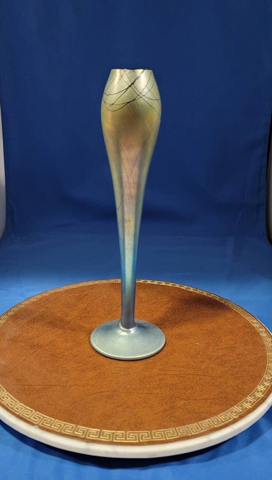 Steven Maslach Vase Iridescent Art Glass Vase Signed and Dated 