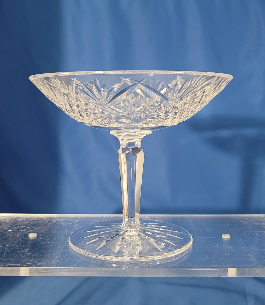 80's Waterford Crystal Compote Waterford hobstar Fan Round Footed Candy Dish Free Shipping Etsy