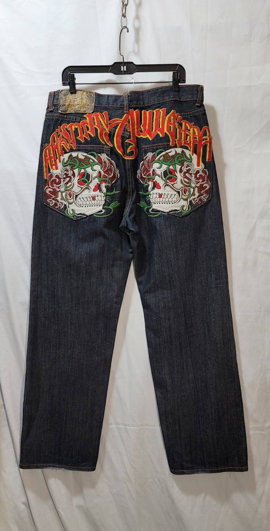 Christian Audigier Jeans Embroidery Ed Hardy Skull Denim Jeans - Etsy