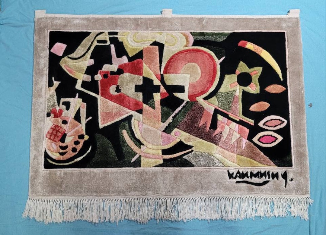 Kandiski Rug Signed Kandinsky Style Rug: Abstract Art, Multi-color Cotton - Etsy
