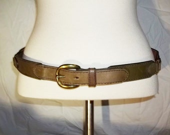 Scots Saddle Leather Belt w/Gold Tone Buckle Free Shipping