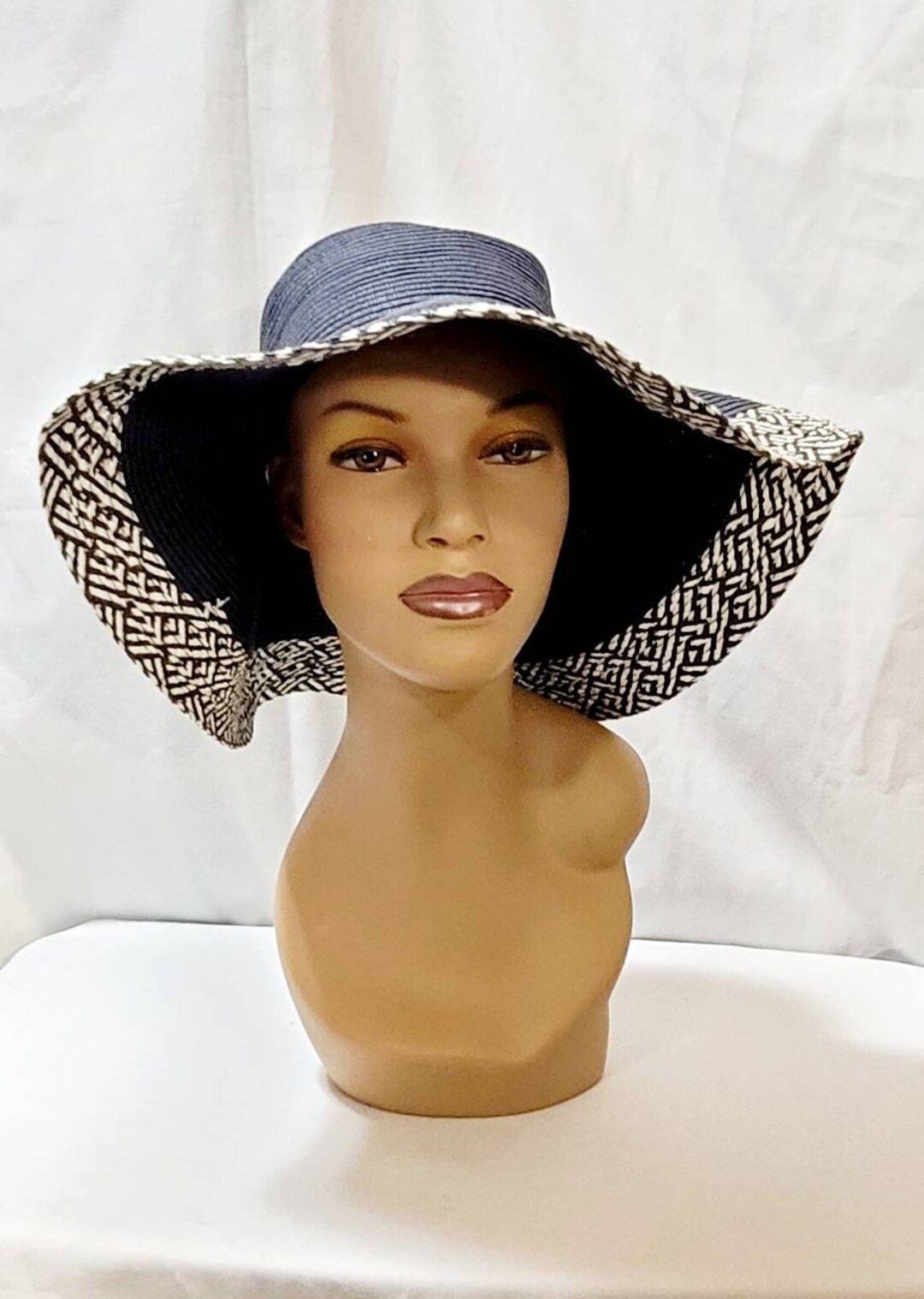 Sheer Striped Floppy Hat - NAVY (Pack of 6) main image 1