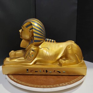 Grande statue de sphinx de Gizeh, grande figurine de sphinx égyptien or et bleu, accessoire photo, livraison gratuite image 6