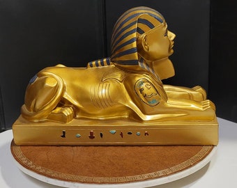 Great Sphinx of Giza Statue Large Gold And Blue Egyptian Sphinx Figurine Photo Prop Free Shipping