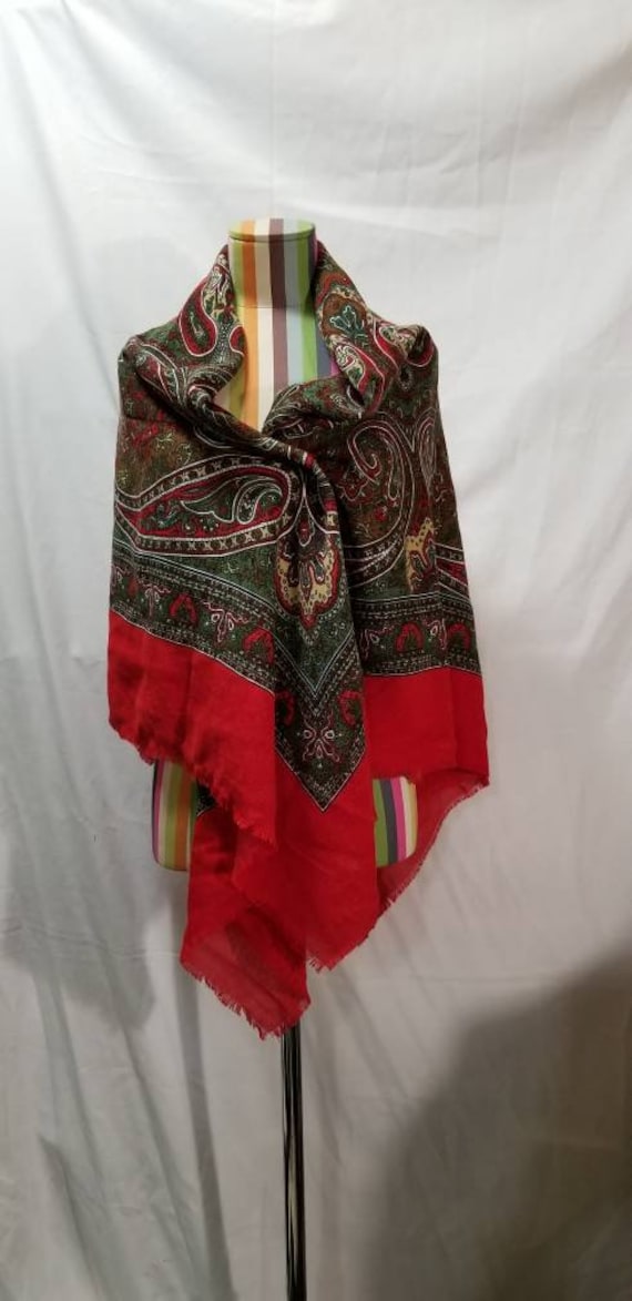 Women Scarf EXTRA Large Red & Green Scarf Soft And