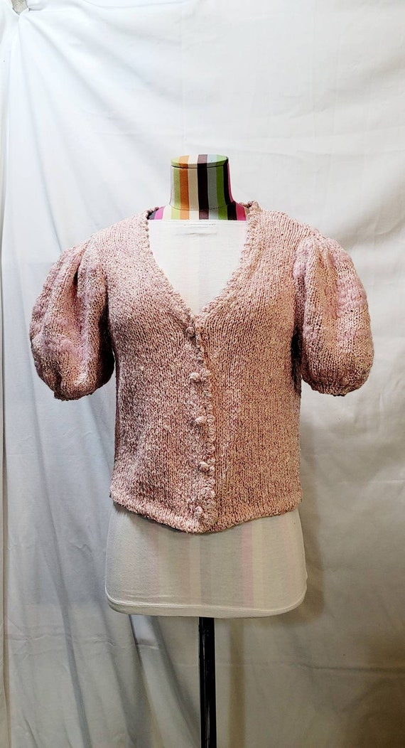 Women Sweater Pink Short Sleeve Cardigan Classy Sw