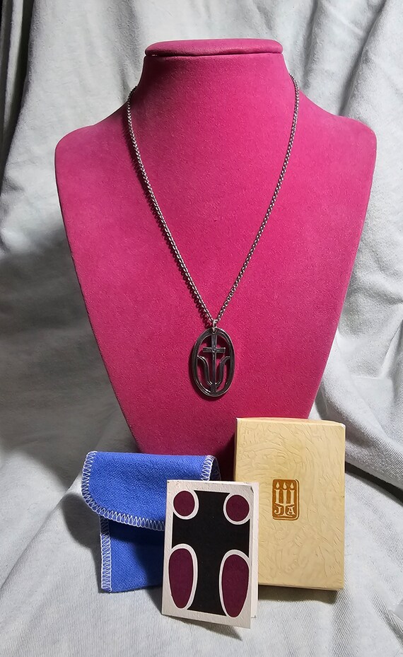 James Avery 70's Tulip & Cross Pendant And Chain … - image 2