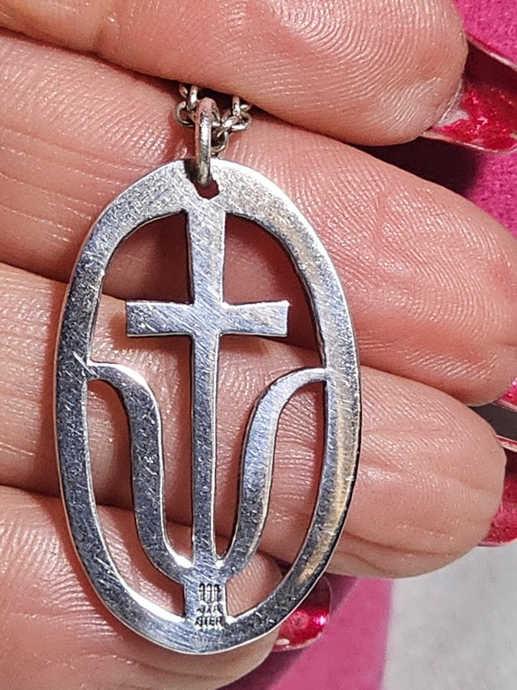 James Avery 70's Tulip & Cross Pendant And Chain … - image 5