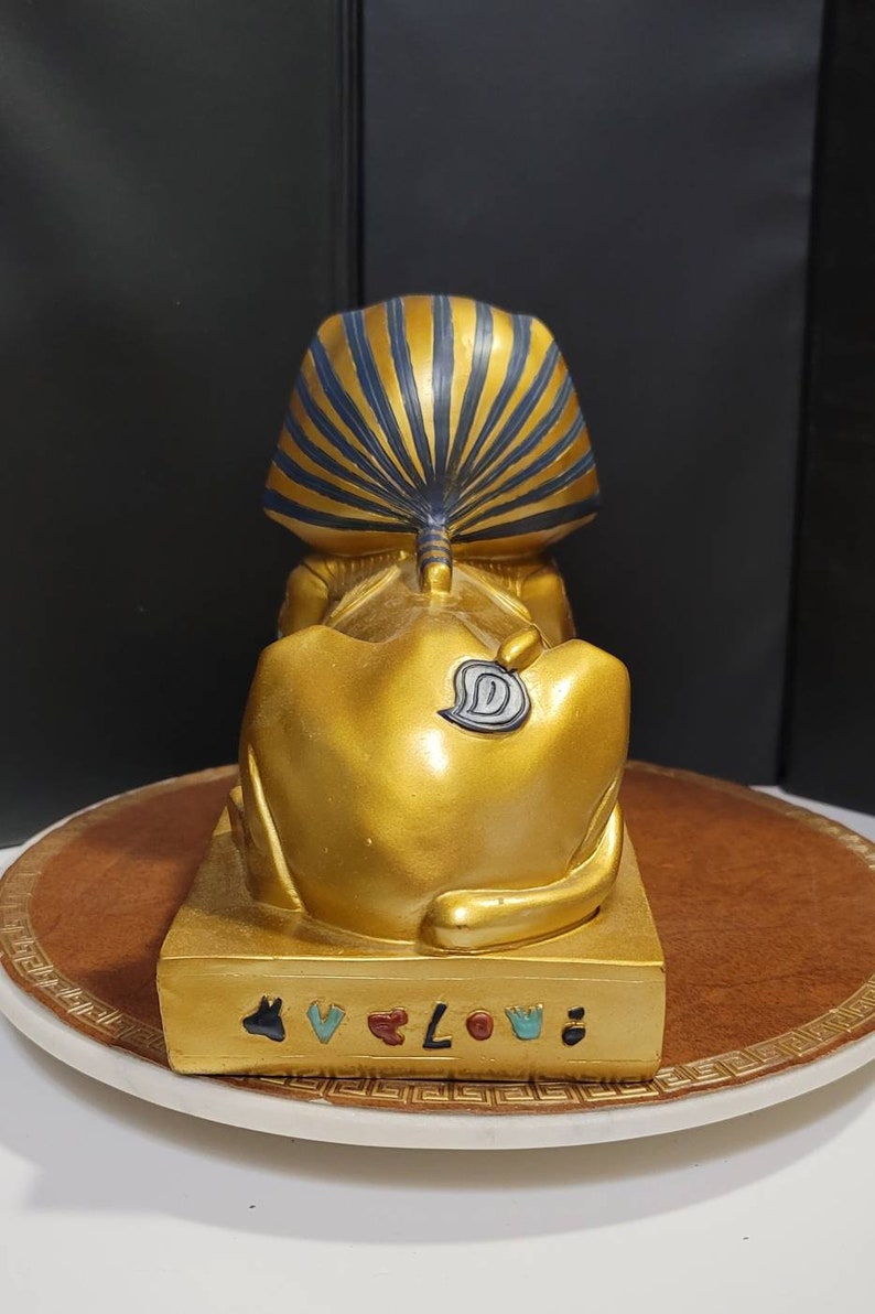 Grande statue de sphinx de Gizeh, grande figurine de sphinx égyptien or et bleu, accessoire photo, livraison gratuite image 2