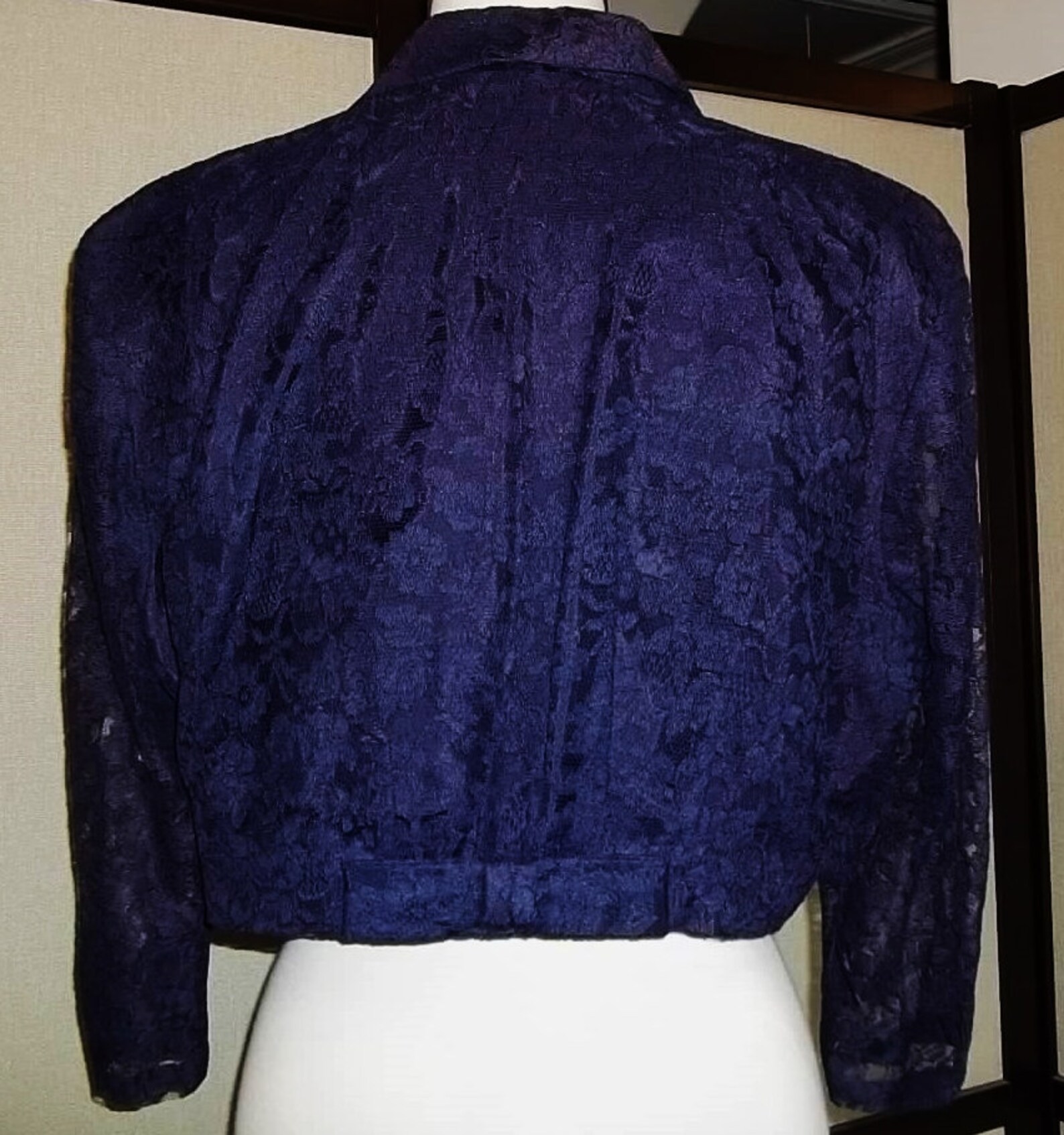 40's Women Jacket Navy Blue Lace Bolero Jacket Long Etsy