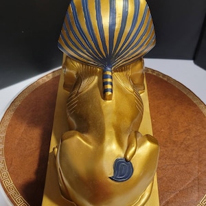 Grande statue de sphinx de Gizeh, grande figurine de sphinx égyptien or et bleu, accessoire photo, livraison gratuite image 7