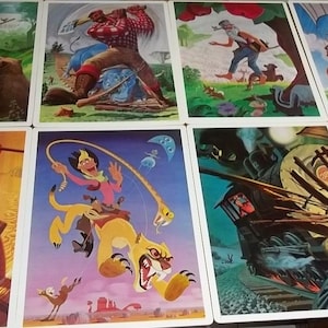 Disney Prints /Collector&#39;s Disneyana Posters / 8 School Print Posters / Legendary Americana Characters / Photo Prop Free Shipping