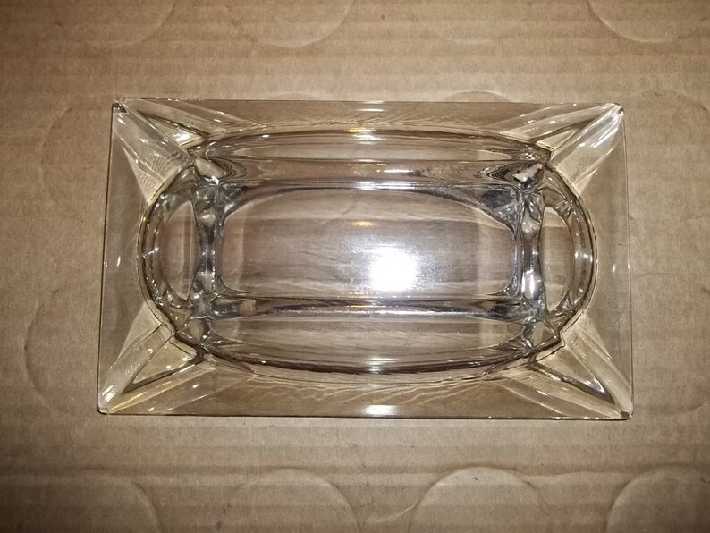 Vintage 50/'s Glass Ashtray Large Thick Ashtray Art Deco Heavy Ashtray Tobacciana Collectible Picture Prop Vintage Ashtray Free Shipping