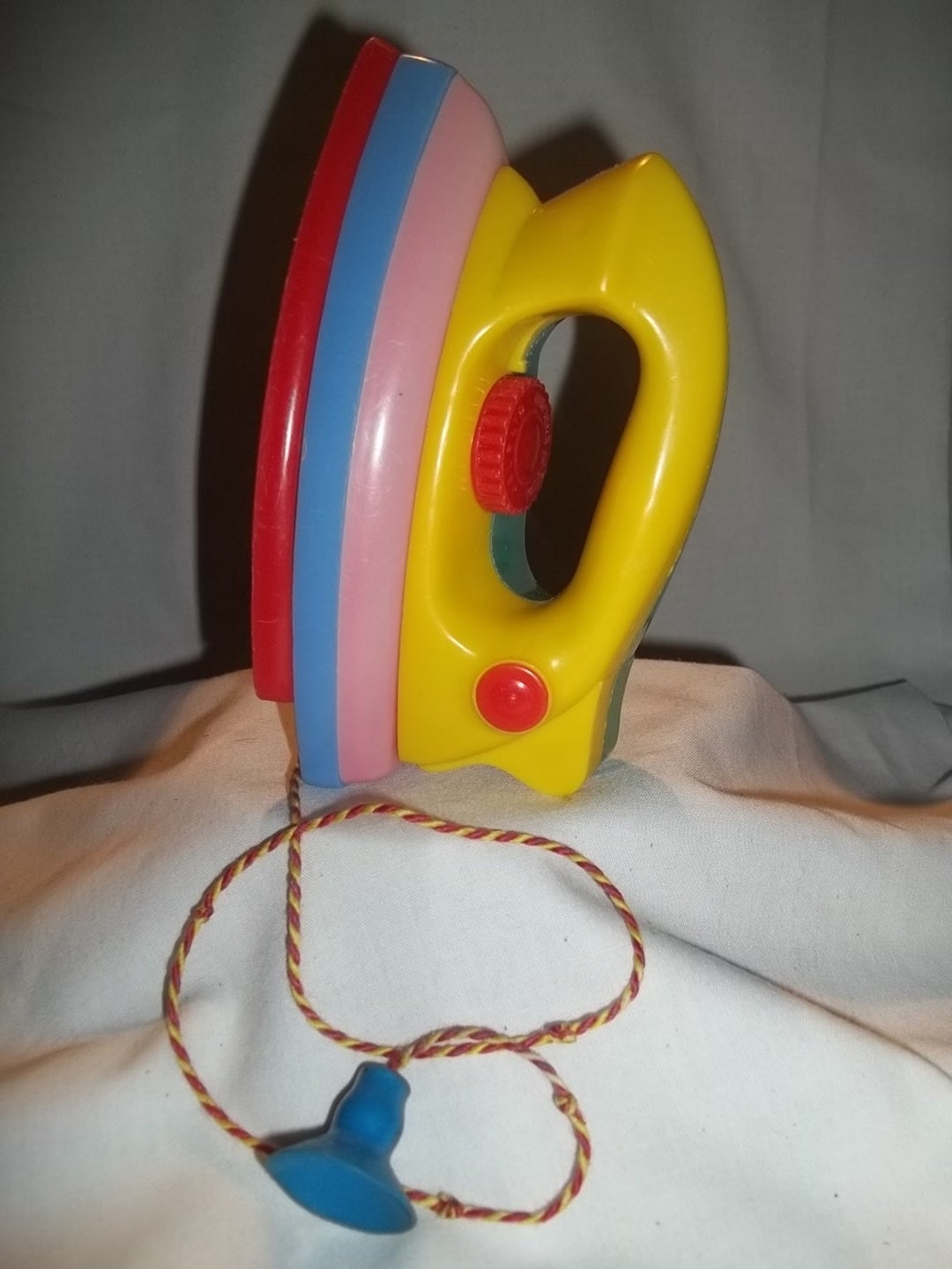 Vintage 60's Toy Iron by merit Colorful Plastic Toy Iron Made in