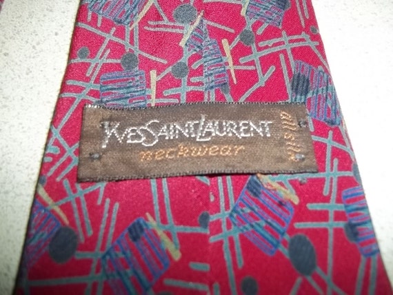 YVES SAINT LAURENT Orange Floral Silk Tie Made In Italy 58  Yves Saint Laurent Orange and Red Zigzag Tie main image 1