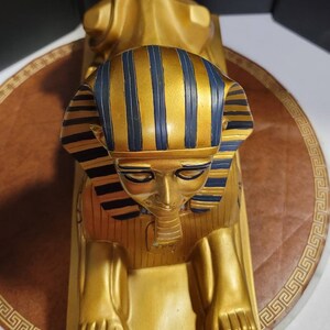 Grande statue de sphinx de Gizeh, grande figurine de sphinx égyptien or et bleu, accessoire photo, livraison gratuite image 3