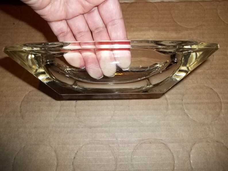 Vintage 50/'s Glass Ashtray Large Thick Ashtray Art Deco Heavy Ashtray Tobacciana Collectible Picture Prop Vintage Ashtray Free Shipping