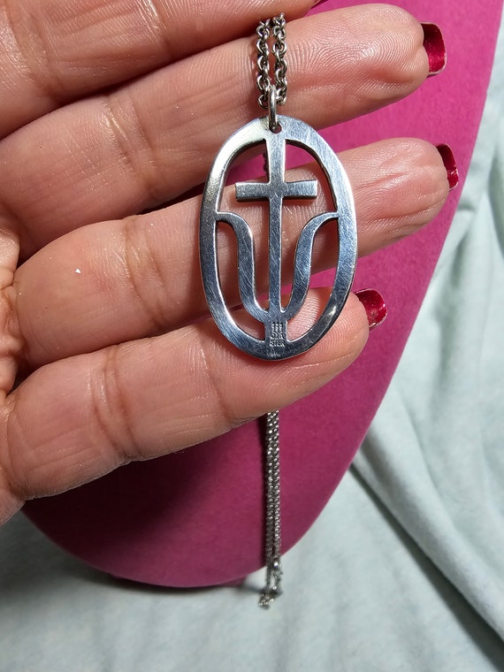 James Avery 70's Tulip & Cross Pendant And Chain … - image 4