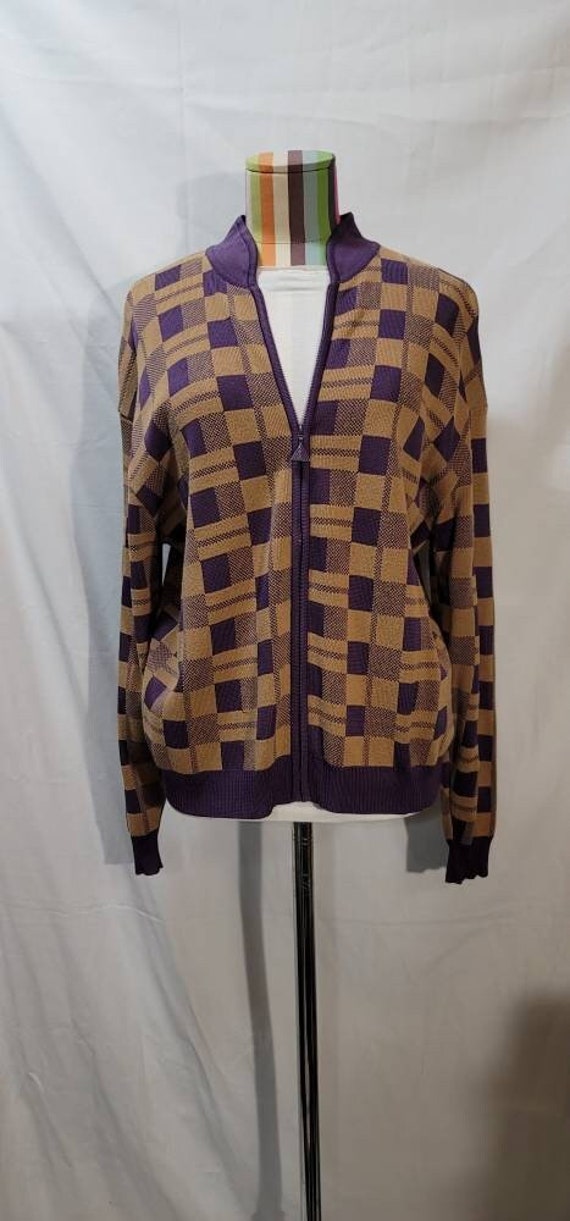 70's Bleyle Women Sweater Purple & Beige Silk Mix 