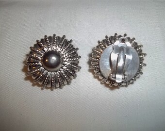 70's Clip On Earrings Elegant Silver-Plated Earrings Domed Style Earrings Free Shipping