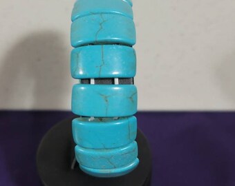 Turquoise Bracelet Genuine Turquoise Stretched Bangle Free Shipping