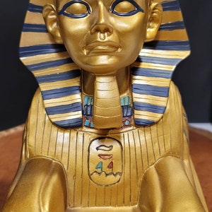Grande statue de sphinx de Gizeh, grande figurine de sphinx égyptien or et bleu, accessoire photo, livraison gratuite image 4