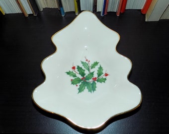 Lenox Tray Holiday Pattern Holly And Red Berries Tray Lenox Candy Dish Lenox Trinket Dish Free Shipping